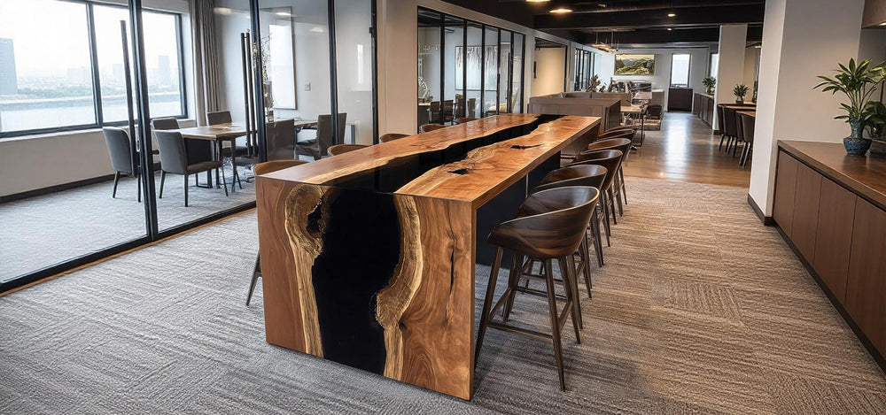 Wood Epoxy Resin Waterfall Table - Kazanahome