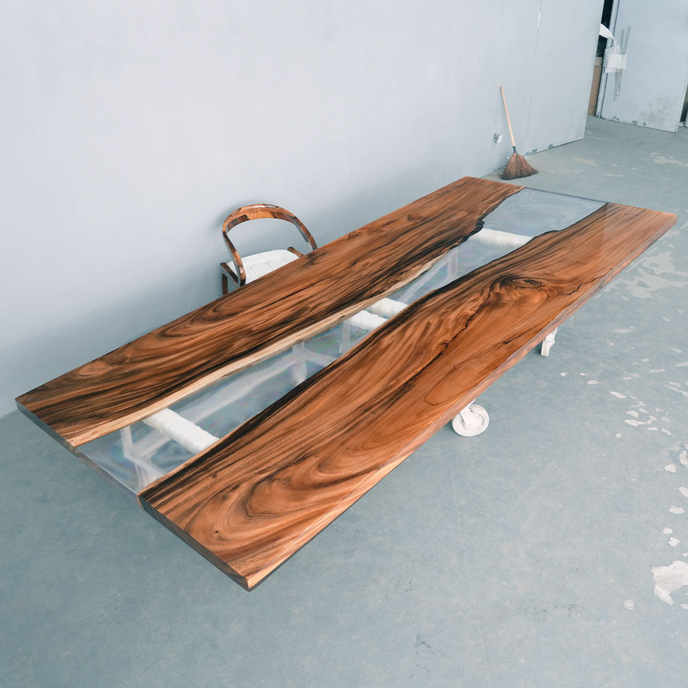 Custom Walnut Clear River Resin Epoxy Tabletop | KCT136
