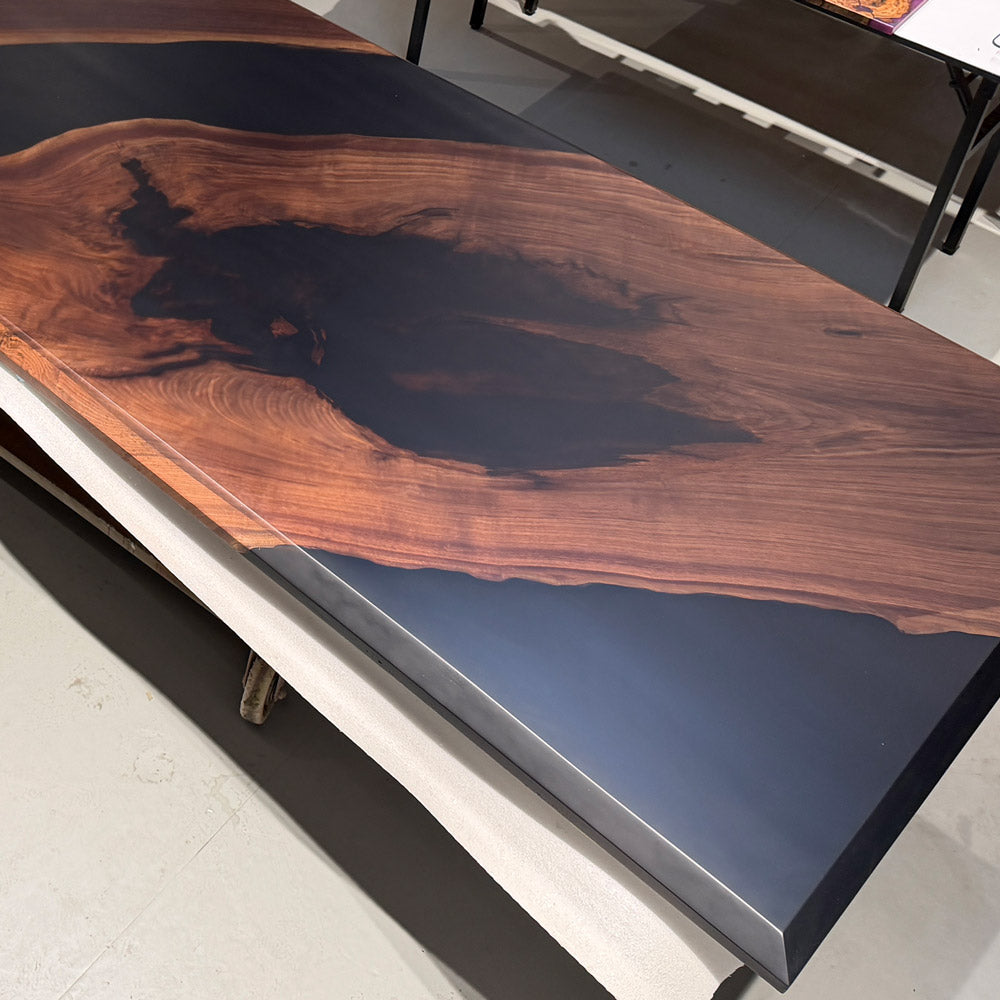 Custom Solid Black Walnut Black Epoxy Countertop CCT5