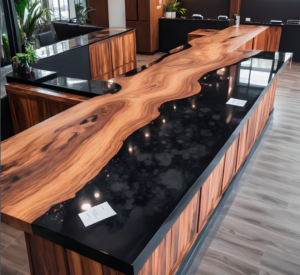 Custom  Black Walnut Epoxy Table Deposit $7476 for Sandi