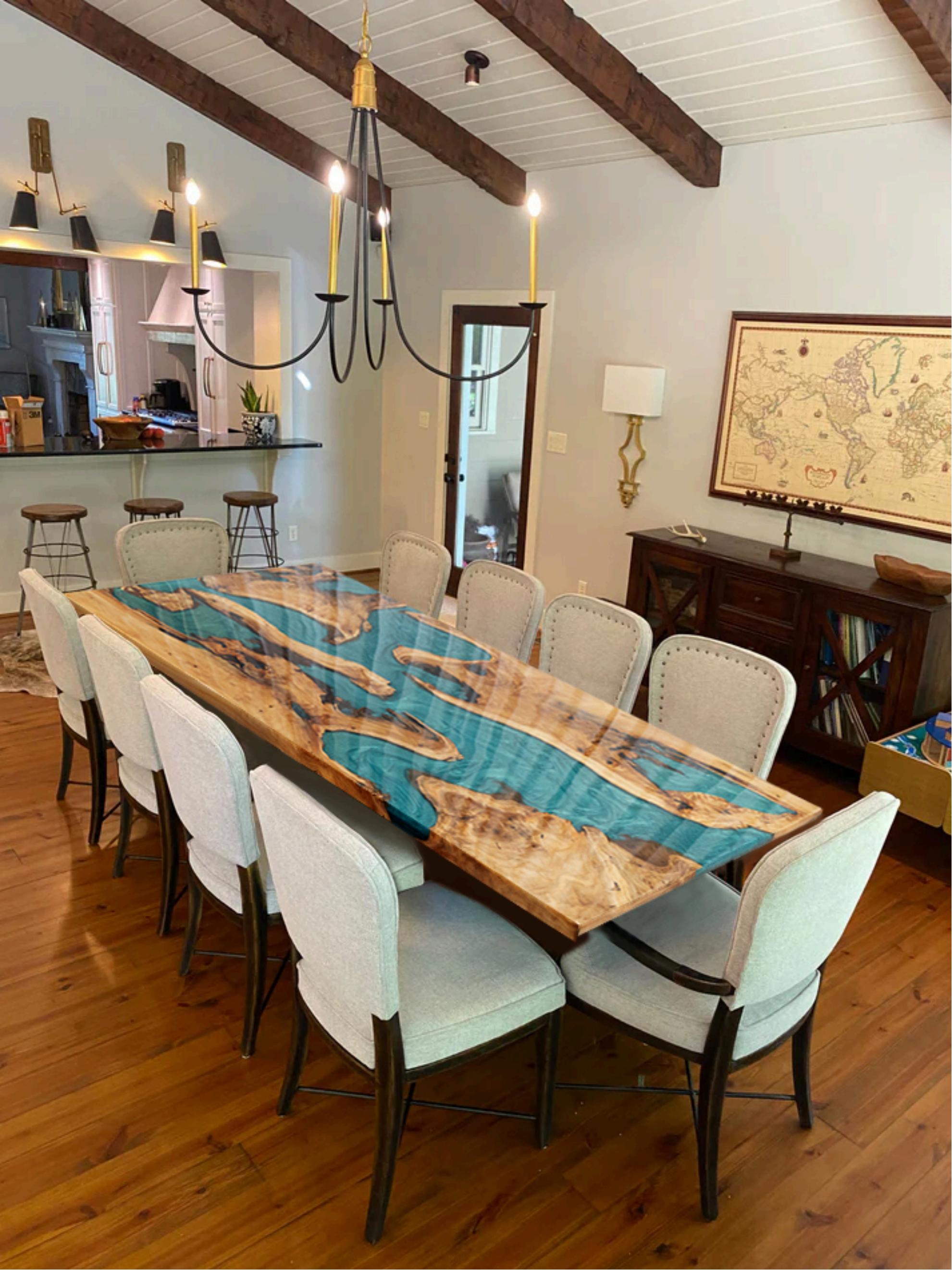 Custom Cunninghamia Blue Epoxy Table