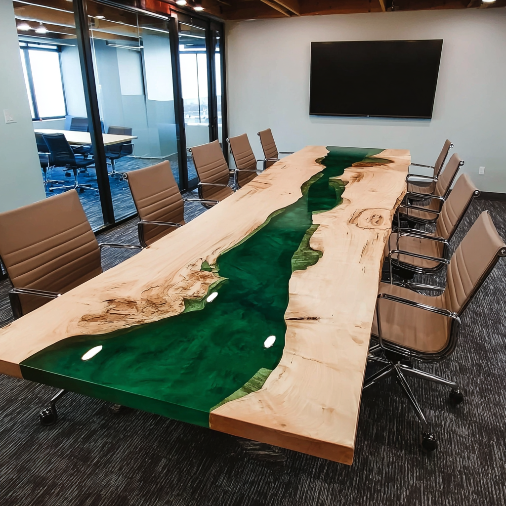 Live Edge Poplar Conference Epoxy Table  in Atlanta