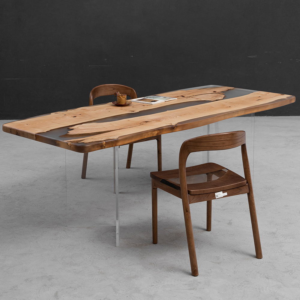 KAZANA Ash Wood Epoxy Resin Table