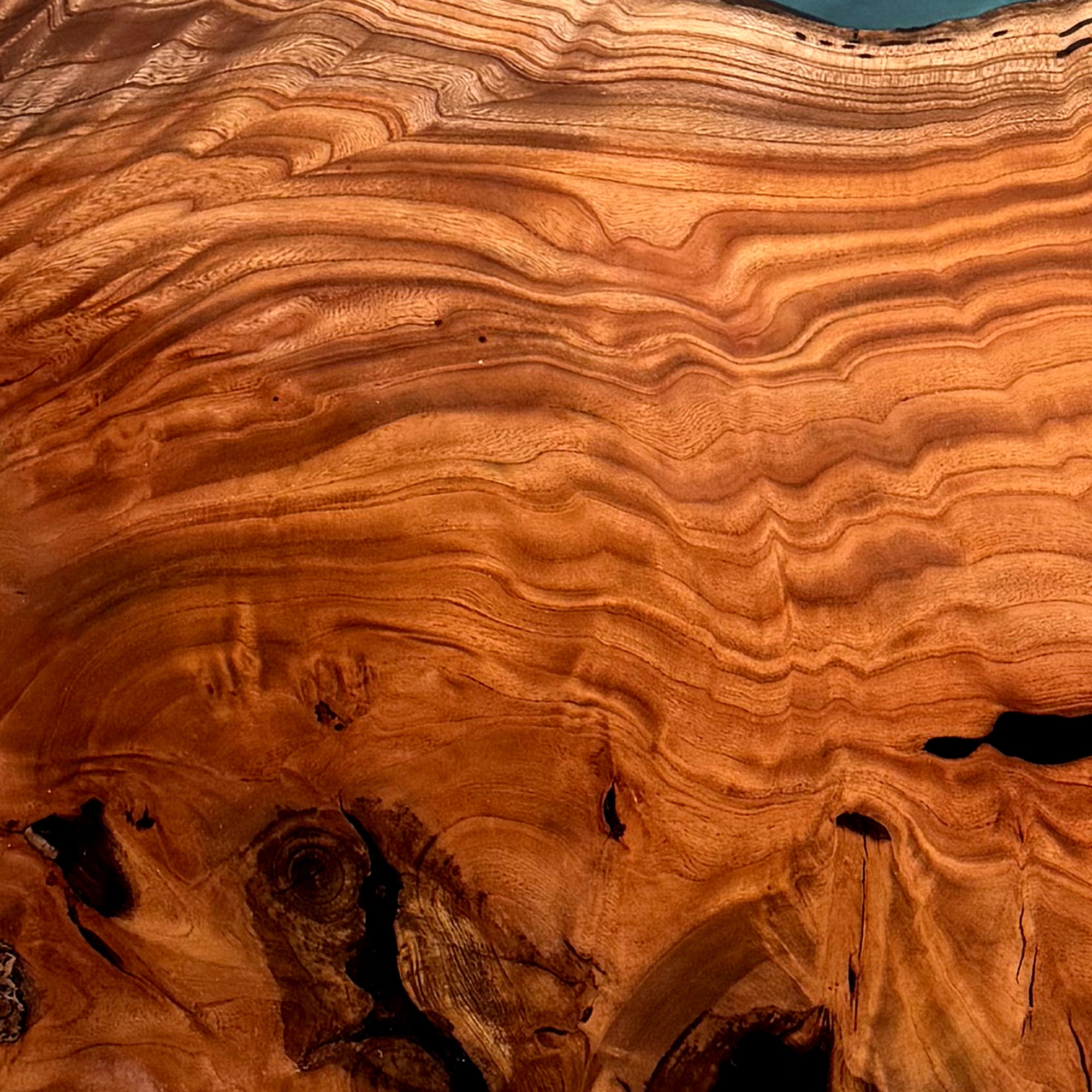Custom Solid Beech Blue Resin Epoxy Table in San Diego