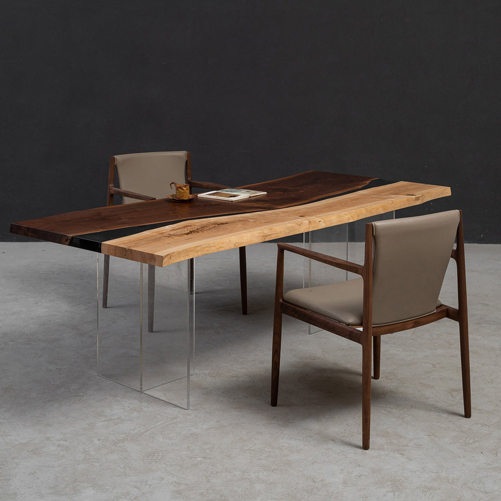KAZANA Black Walnut Live Edge Resin Epoxy Table