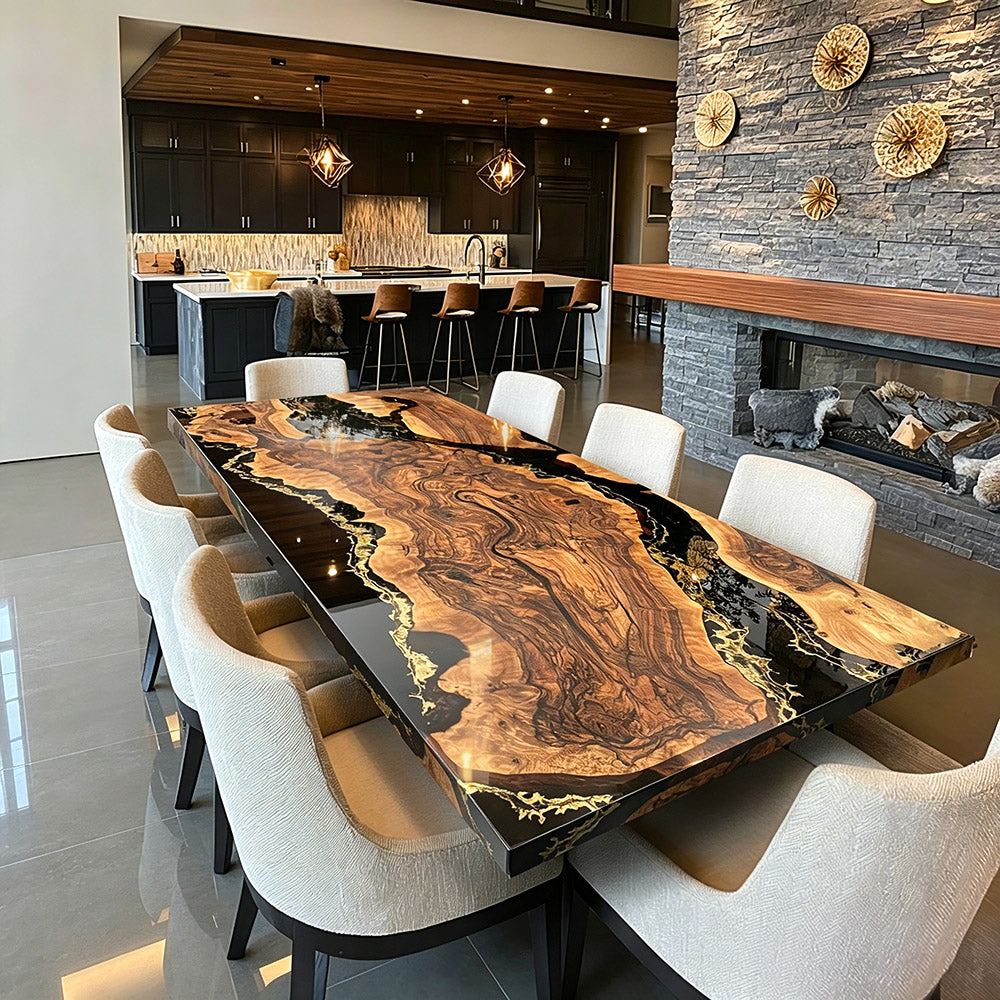 Custom Black Walnut Epoxy Table for Upscale Hosting Spaces in Scottsdale