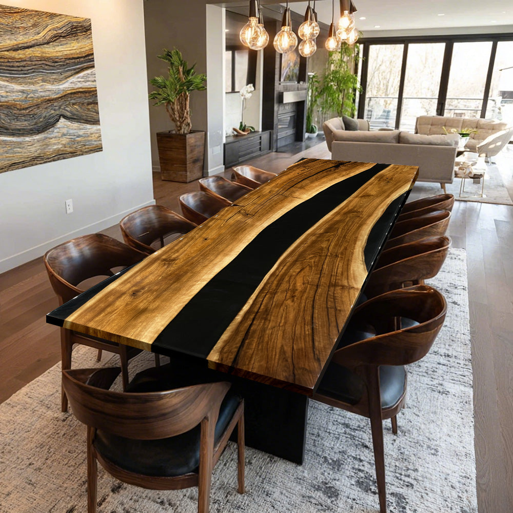 KAZANAHOME Black Walut Dining Epoxy Table