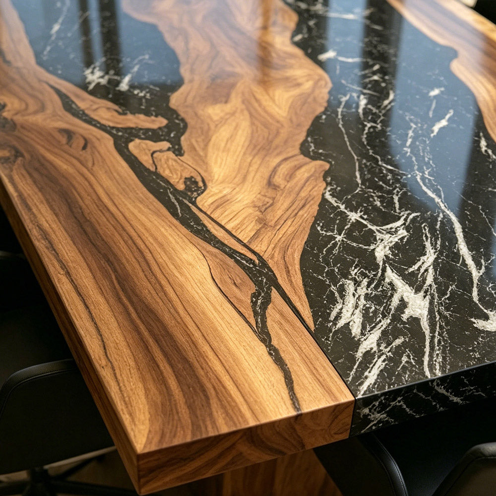 Black Walnut Epoxy Table for Corporate Boardrooms CT132 in Houston