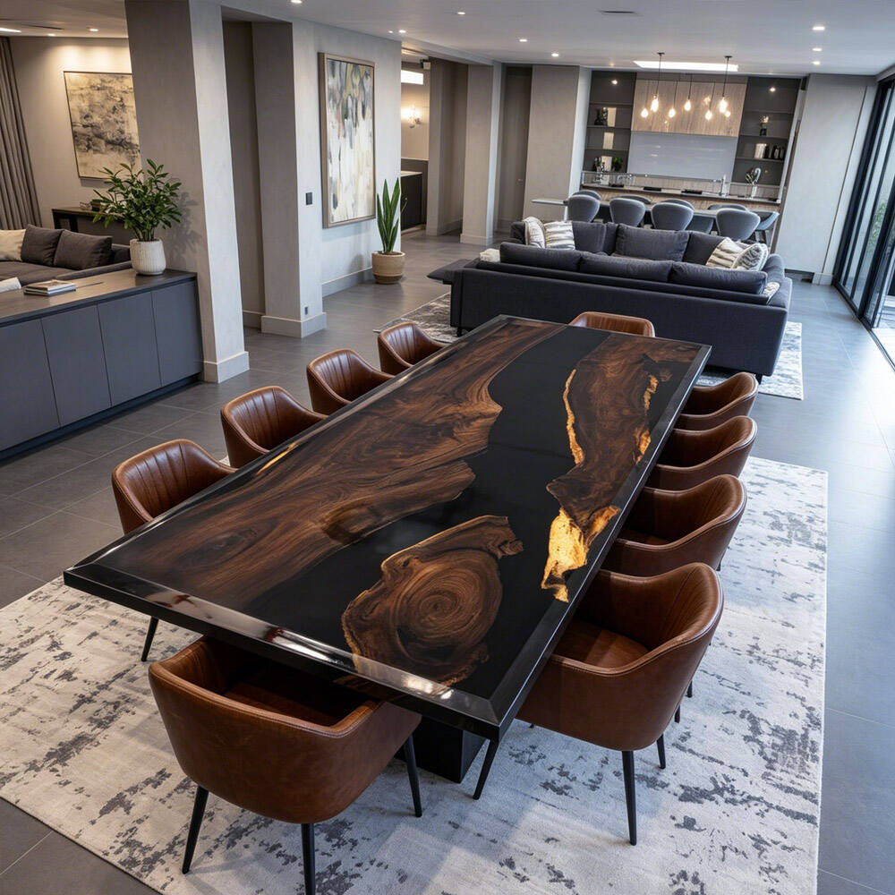 Black Walnut Black River Resin Epoxy Table 42"W×96"L