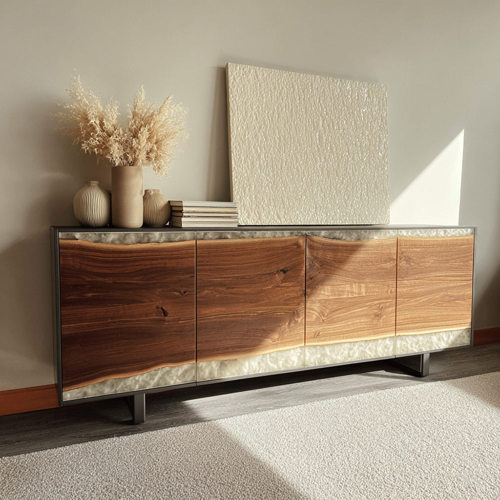 Pearls White Epoxy Credenza – Inspired by San Diego's Shores