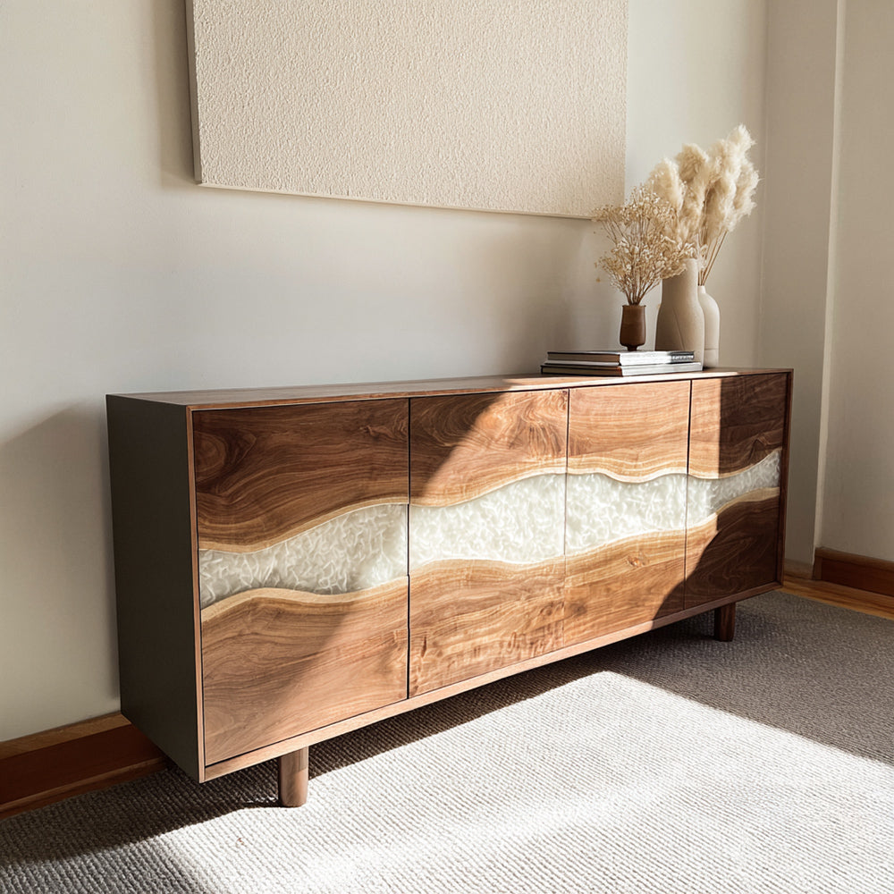 Epoxy_Credenza_Pearls_White_Epoxy_Sideboards in Sacramento