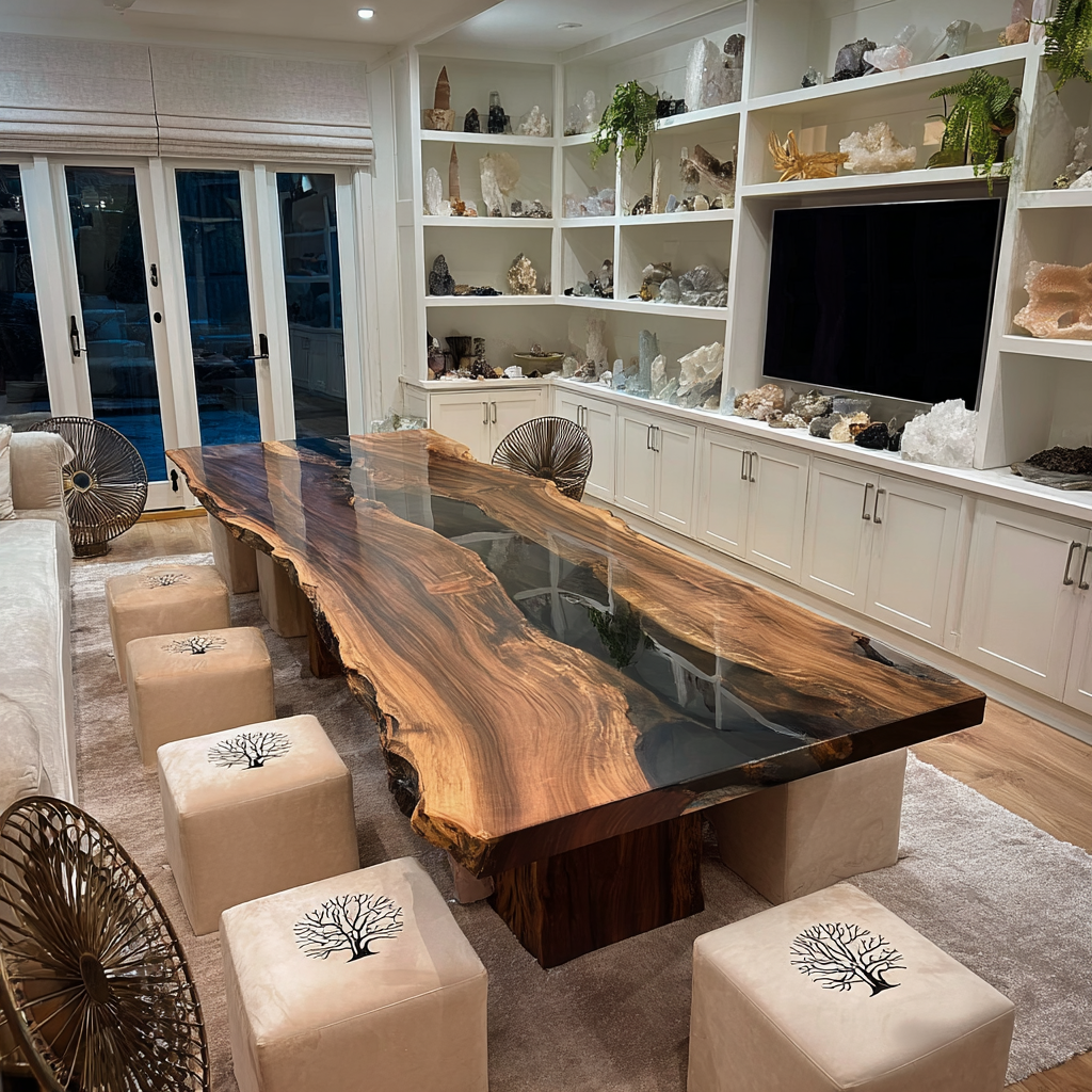 Rugged Black Walnut Live Edge Epoxy Table - The Soul of a Modern Luxury Homes in Phoenix 