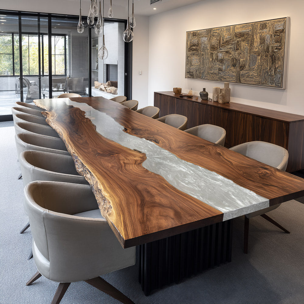 Black Walnut Pearlwhite Extra Large Epoxy Conference Table for Luxury Office Interiors & Corporate Boardrooms in Washington, D.C.