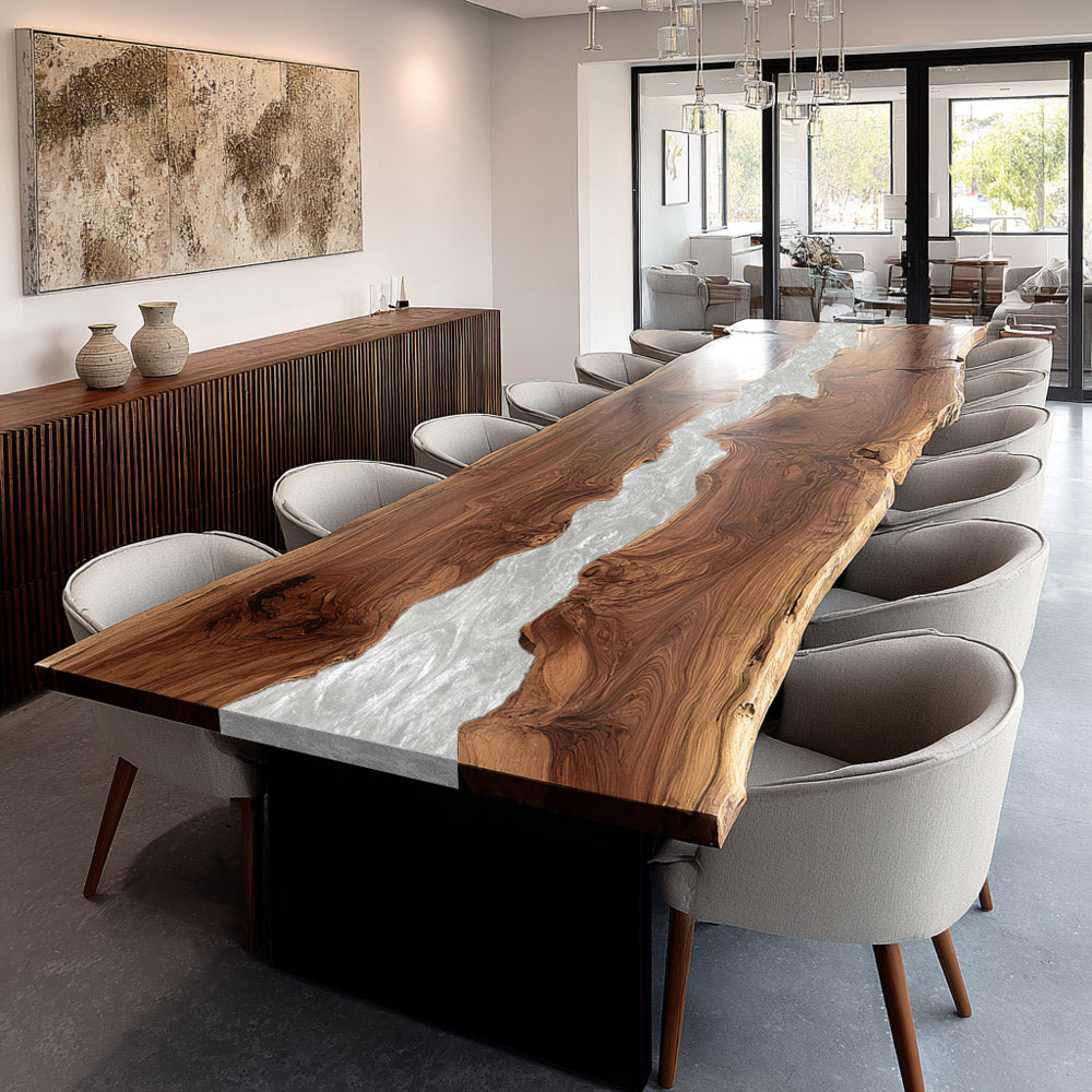 MATRIX TABLE (L / Black Walnut)天板なし Black Walnut Extra Large Epoxy Conference Table for Luxury Office