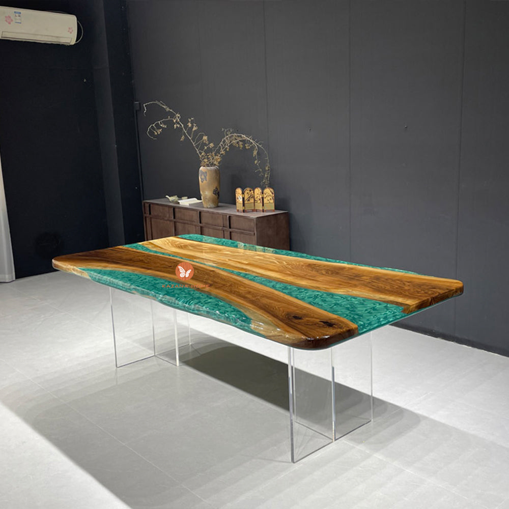 KAZANAHOME Black Walnut Resin Epoxy Table in Chicago