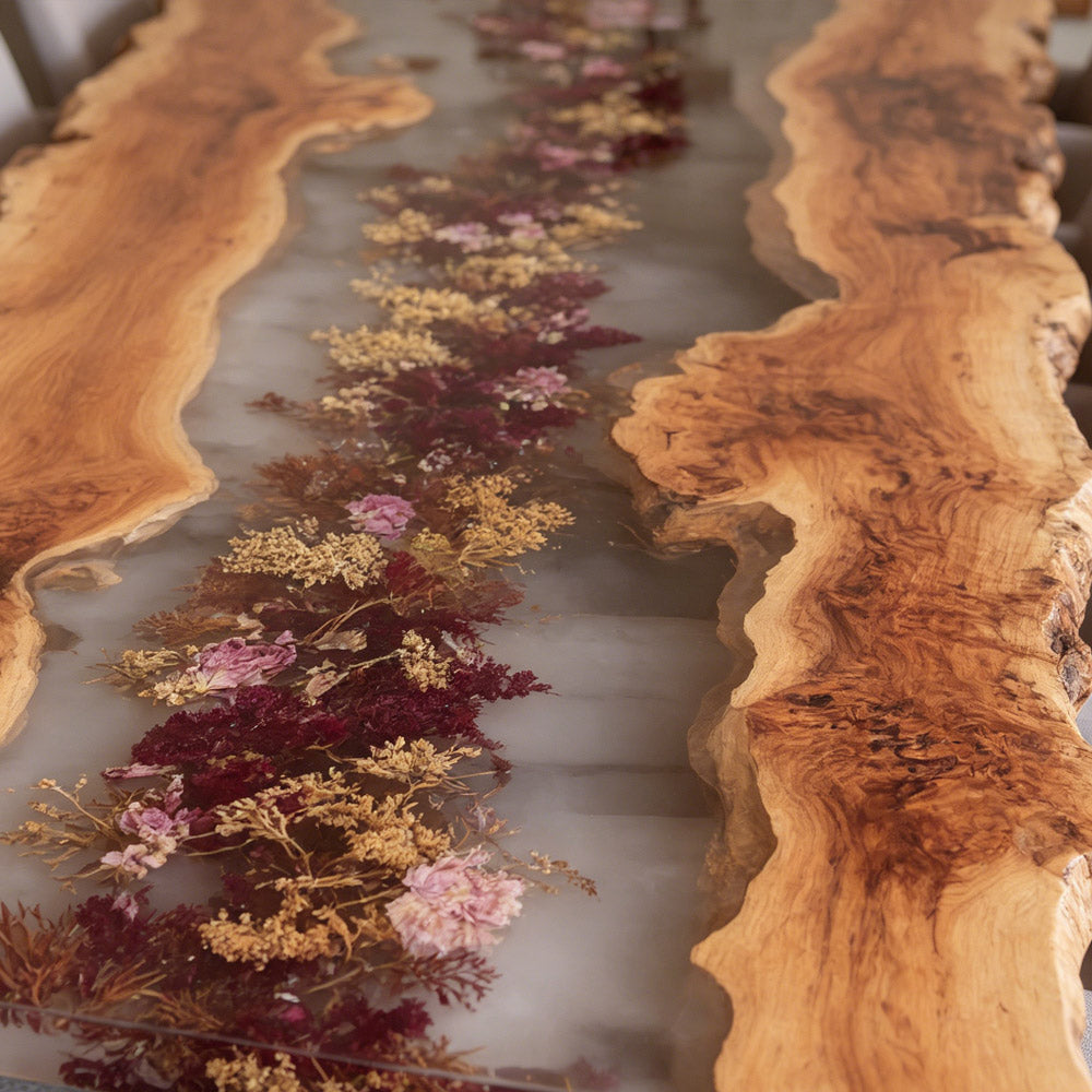 Botanical Olive Epoxy Table - Floral Accentss for Fine Dining Rooms in Hamptons