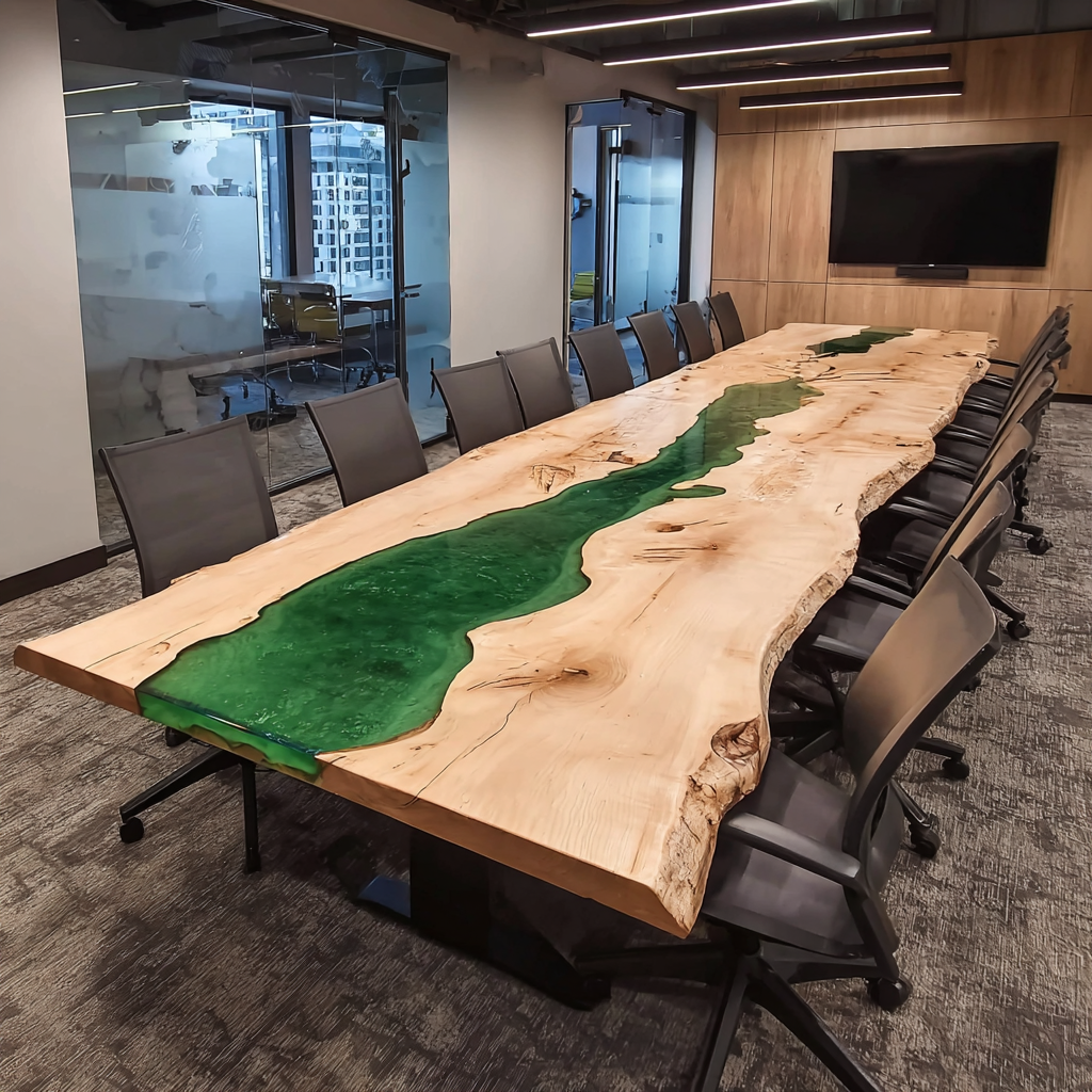 Live Edge Poplar Conference Epoxy Table for Creative Agencies and Tech Hubs in Atlanta