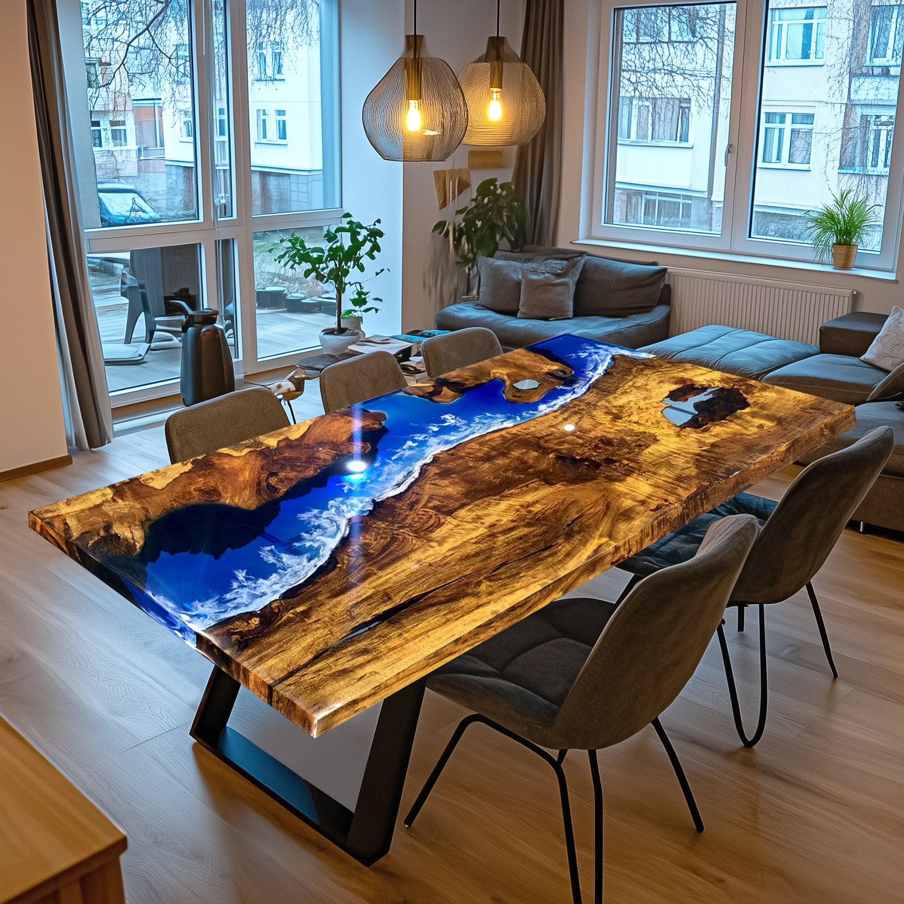 Kazanahome Epoxy Table Golden Camphor Table in Hawaii