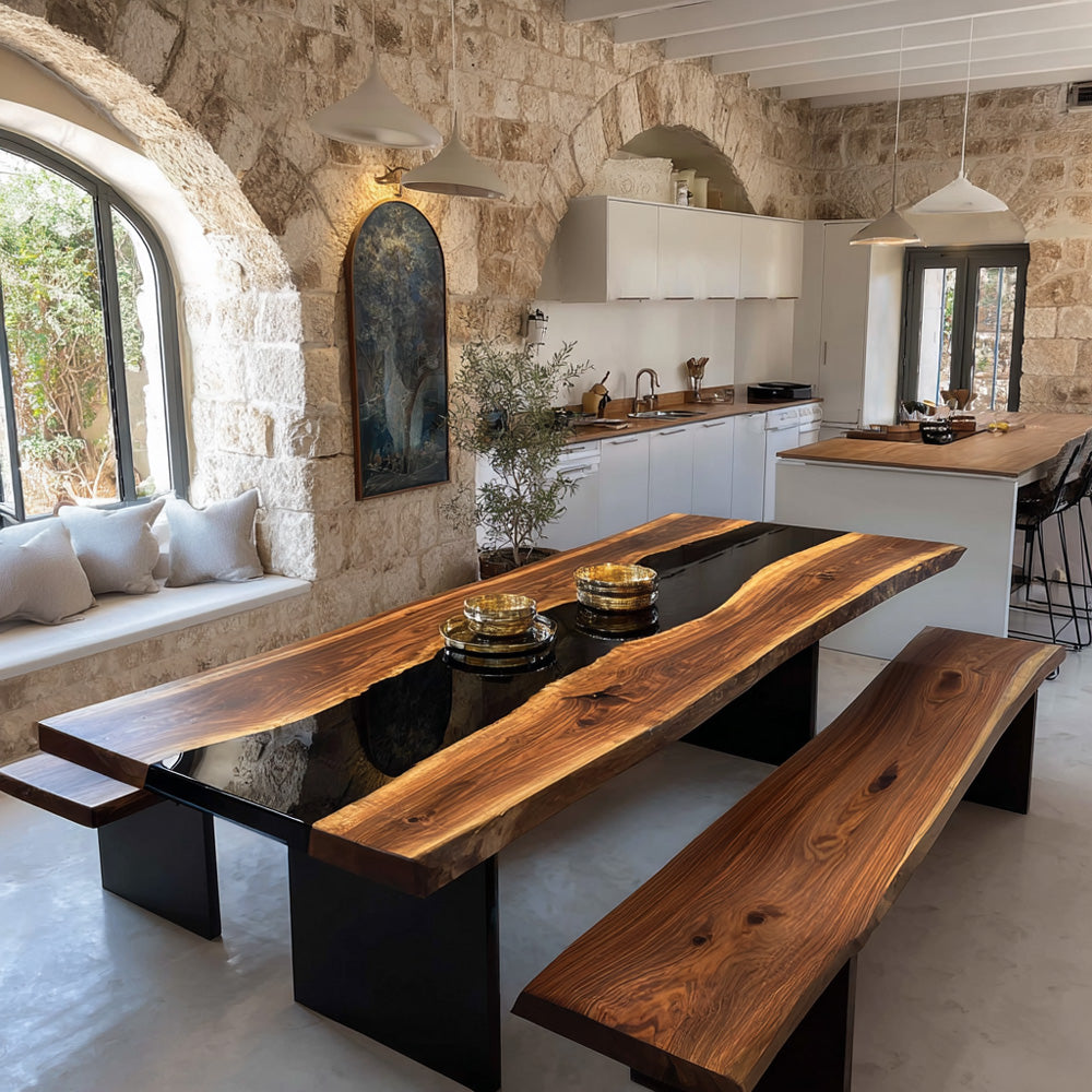 Black Walnut Resin Table Set in Chicago 