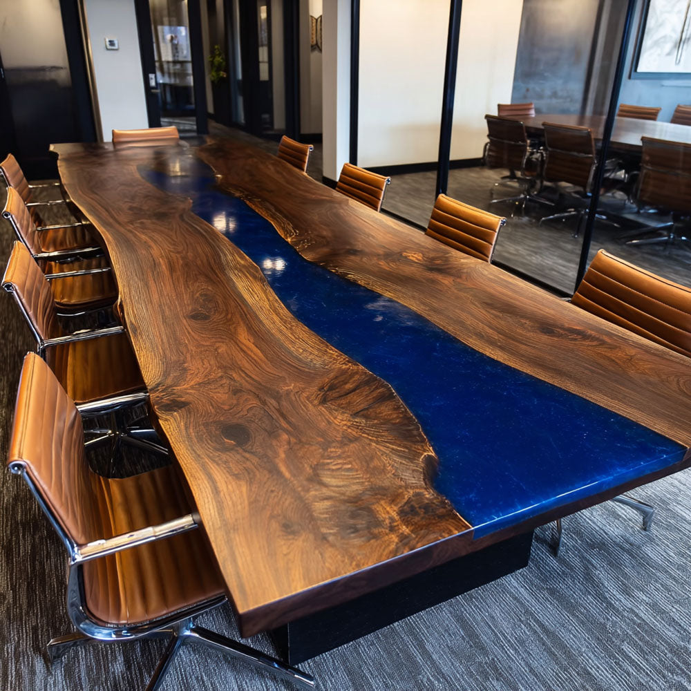 Black Walnut Epoxy Table Executive Boardroom Hub or Luxury Dining in Washington D.C.