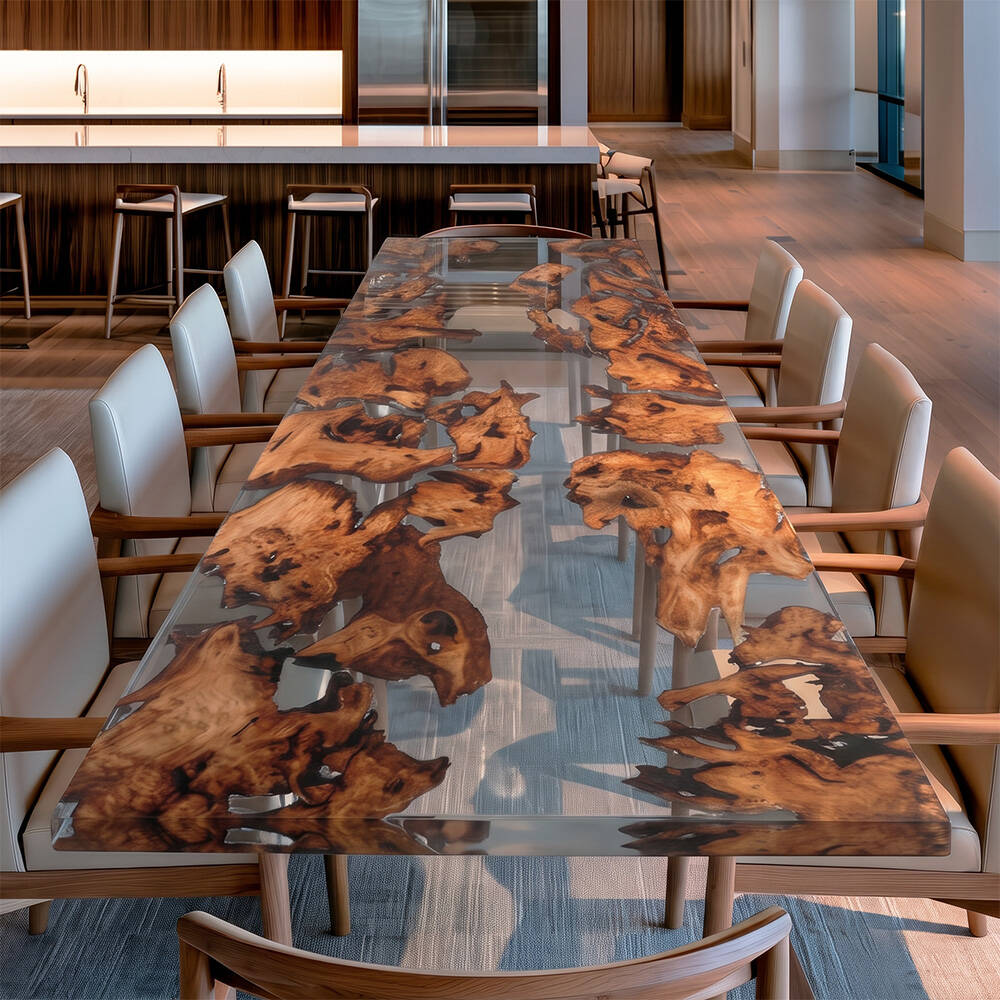 Cunninghamia Wood Clear River Resin Epoxy Table 48"W×108"L