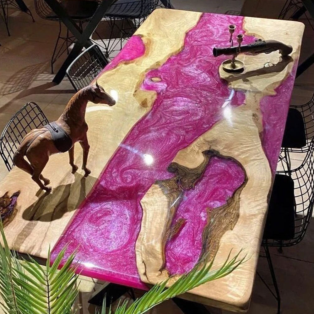 Poplar Wood Epoxy River Table - Kazanahome
