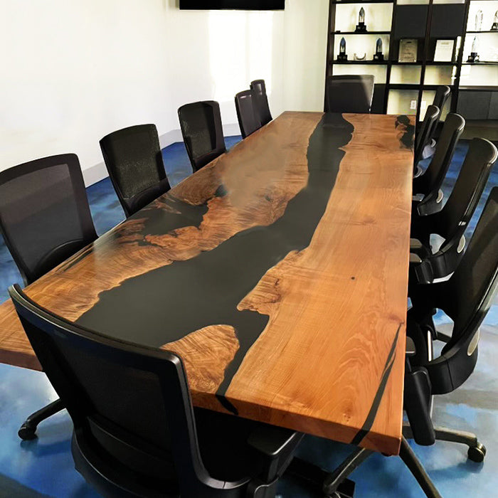 Custom Black Epoxy Walnut River Dining Table CT39