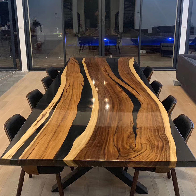 Custom Black Epoxy Wood Dining Table CT14 Price Difference for Ray