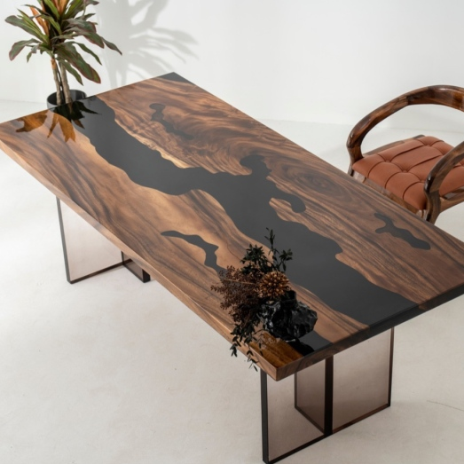 Custom Black River Walnut Epoxy Table CT48