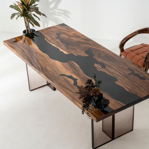 Custom Black River Walnut Epoxy Table CT48