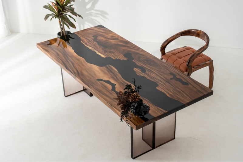 Custom Black River Walnut Epoxy Table CT48