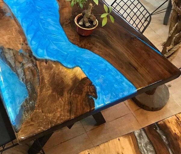 Custom Black Walnut Epoxy Dining Table Tops KCT33