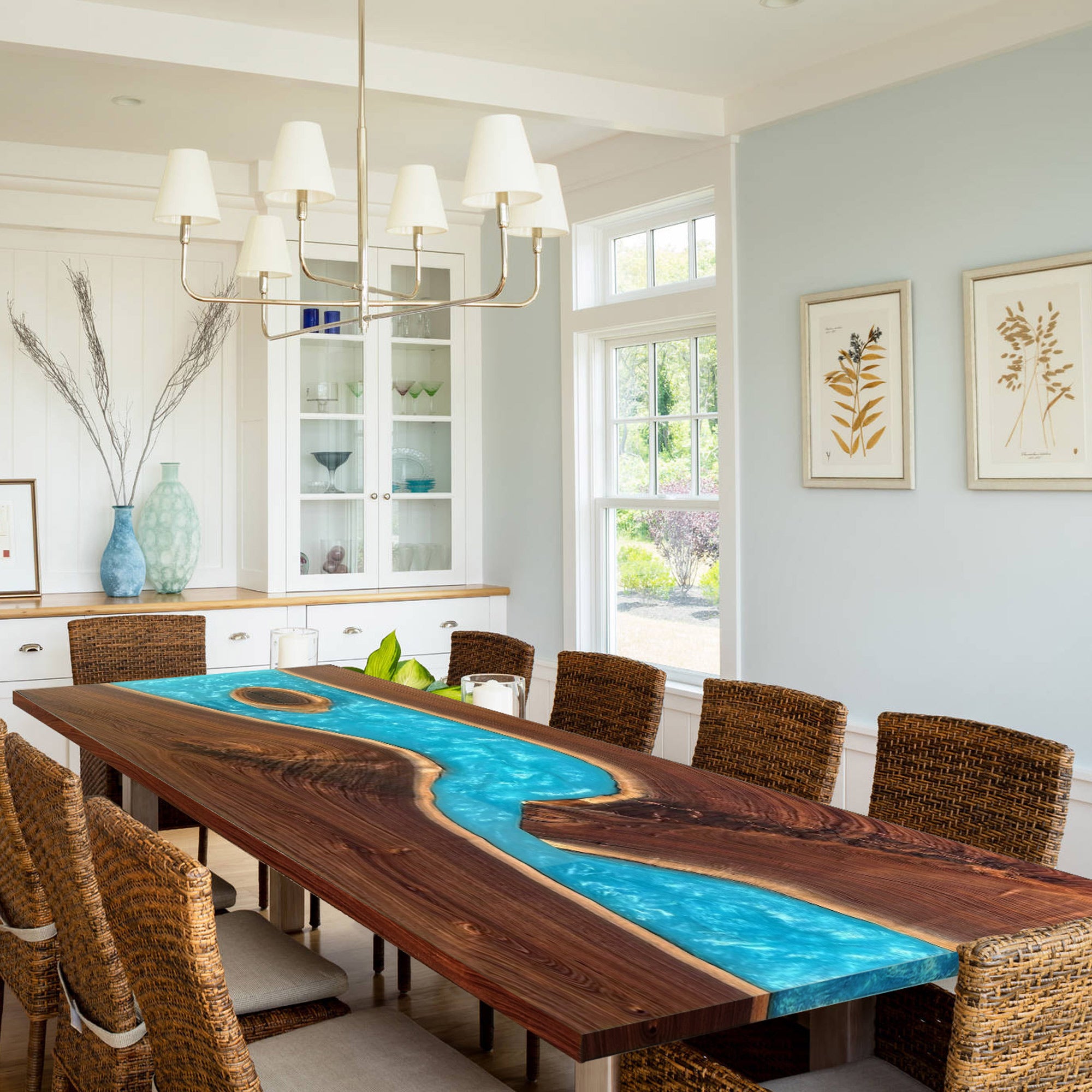 Wood Epoxy Resin Table- Kaznahome