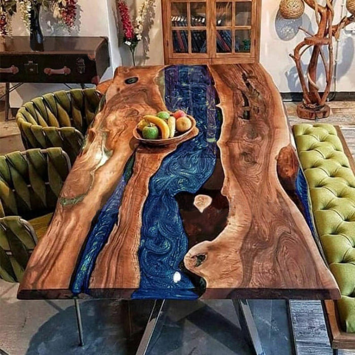 Epoxy River Dining Table - Black Resin