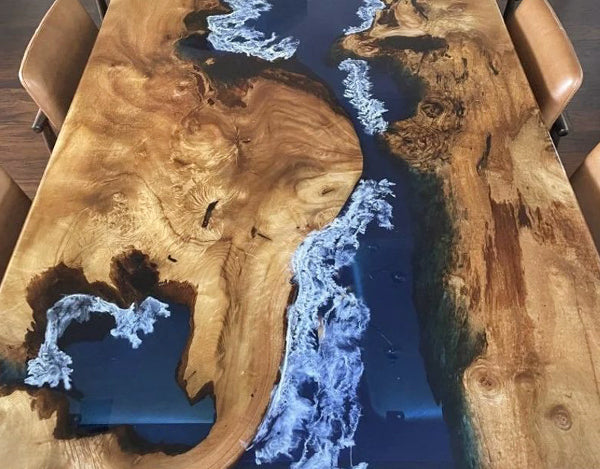 Custom Epoxy Walnut Slab Dining Table KCT16