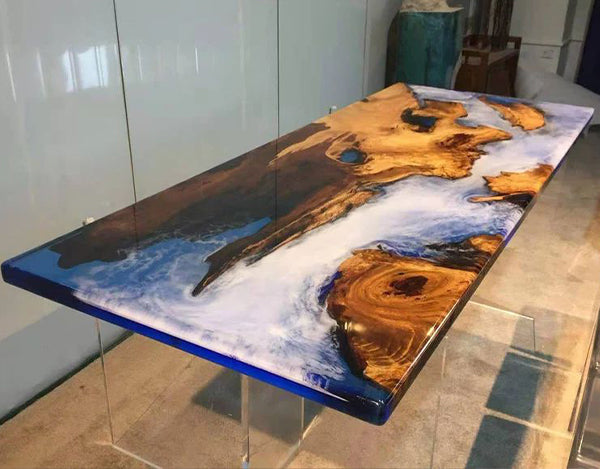 Custom Epoxy Walnut Slab Dining Table KCT16