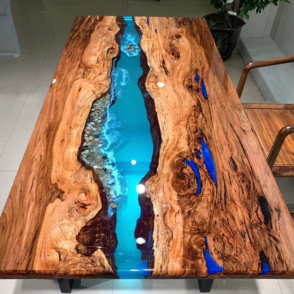 Custom Black Walnut Epoxy table Balance $2446.13 for Shannon