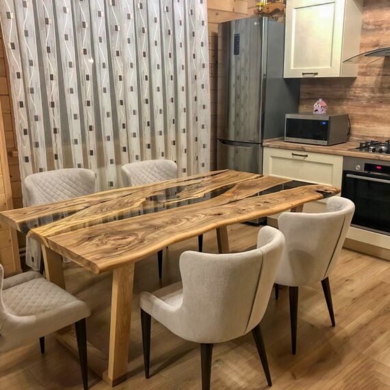 Custom Modern Ash Epoxy River Table Dining Table KCT13