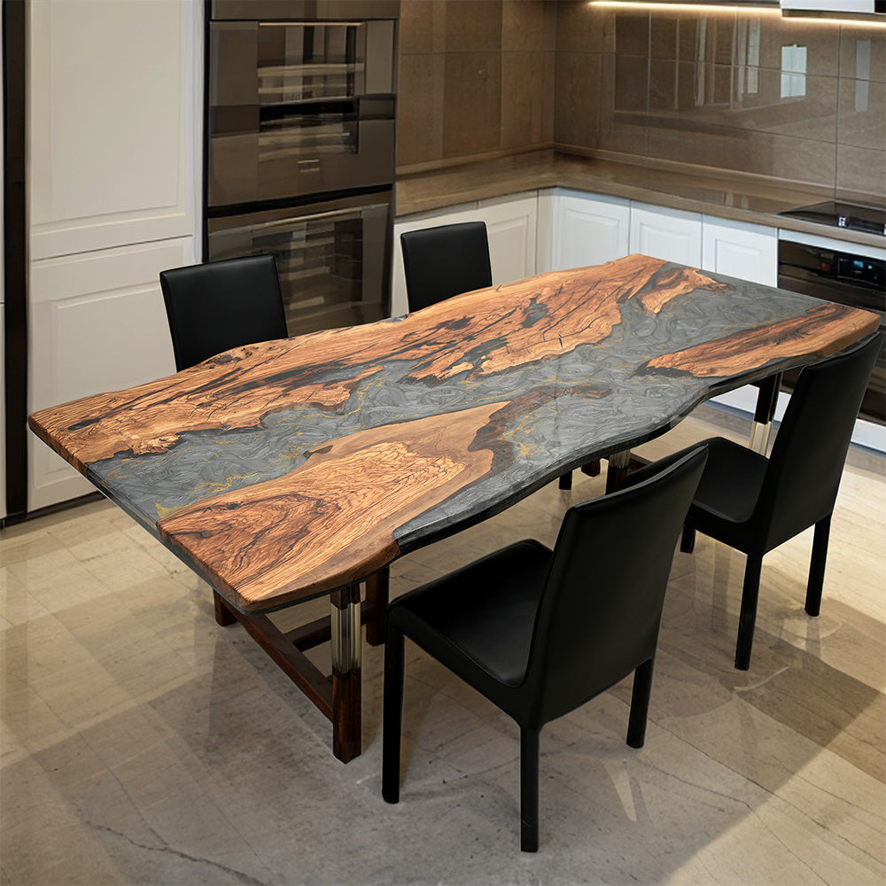 Olive Epoxy Wood Resin Table - kazanahome
