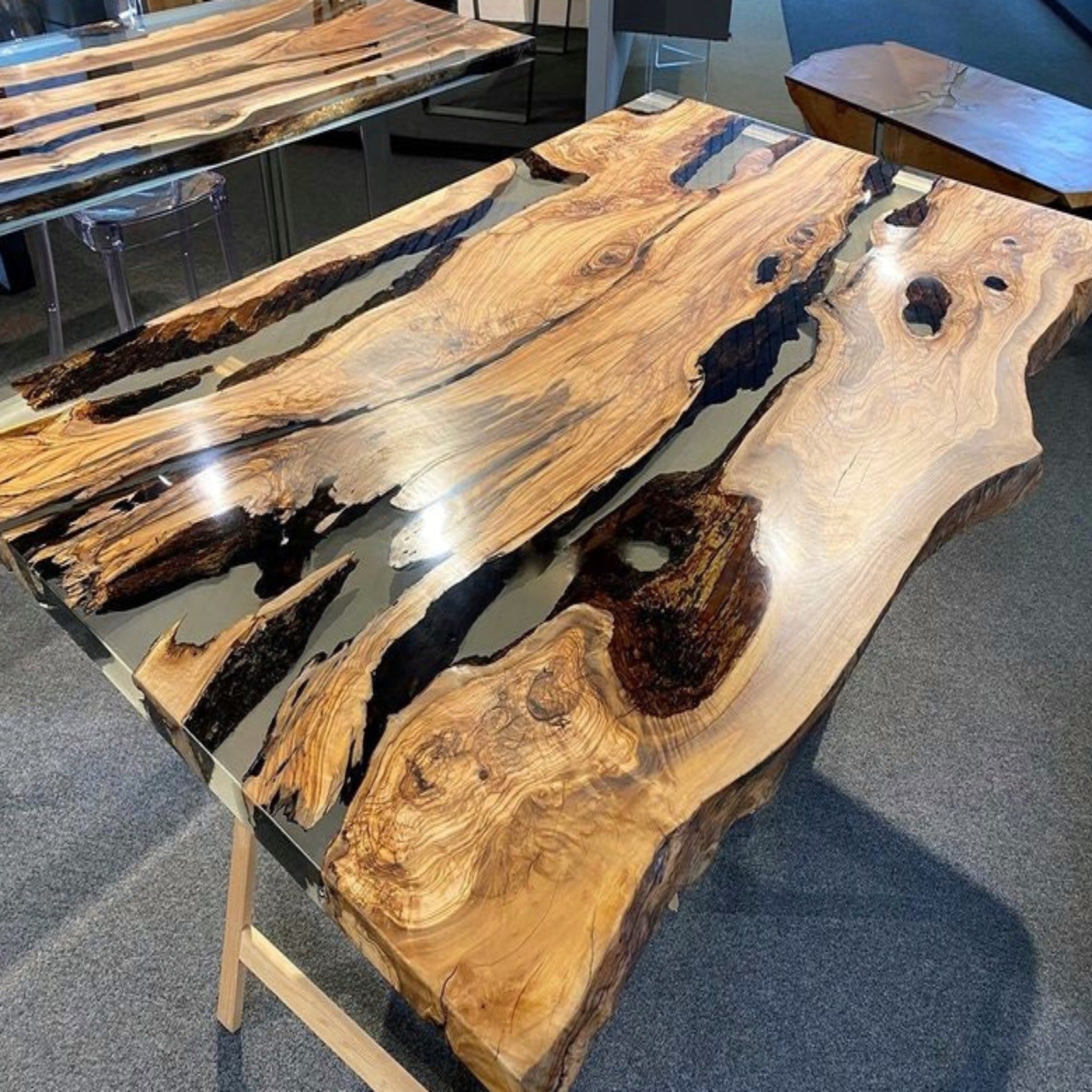 Olive Wood Epoxy Table for Modern U.S. Interiors
