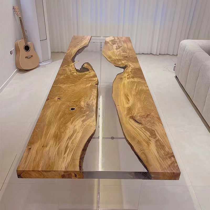 Custom Olive Transparent Epoxy River Dining Table KCT20 for Ariel