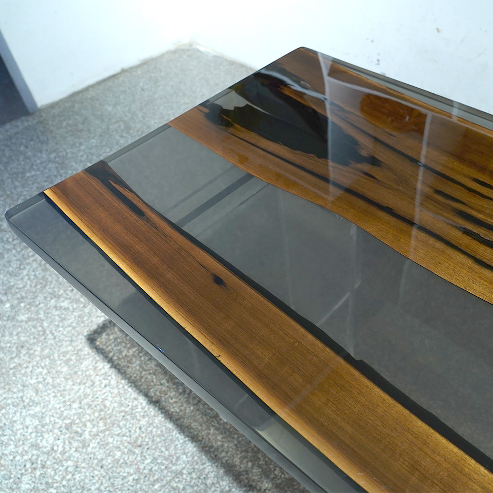 Custom Walnut Epoxy Live Edge Dining Table CT43