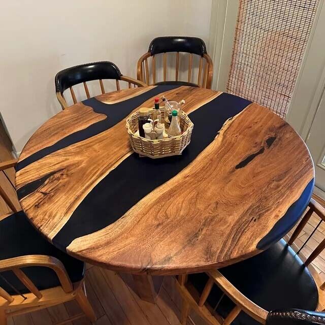 Custom Walnut Epoxy Round Table For Darren