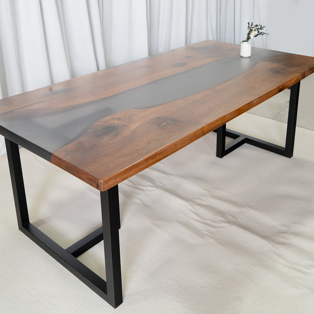 Custom Black Walnut Epoxy River Table KCT19 For Erik