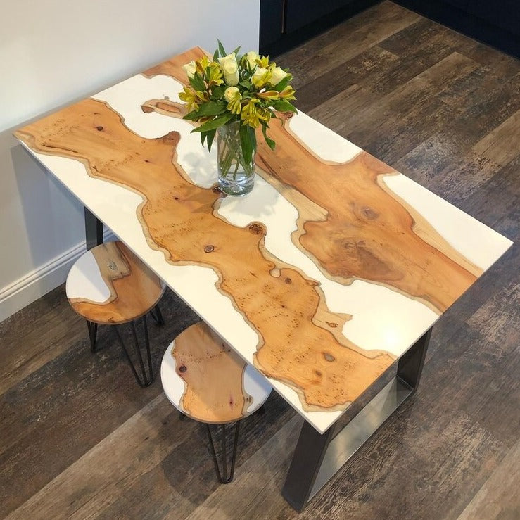 Custom Epoxy Table Cream White KCT26