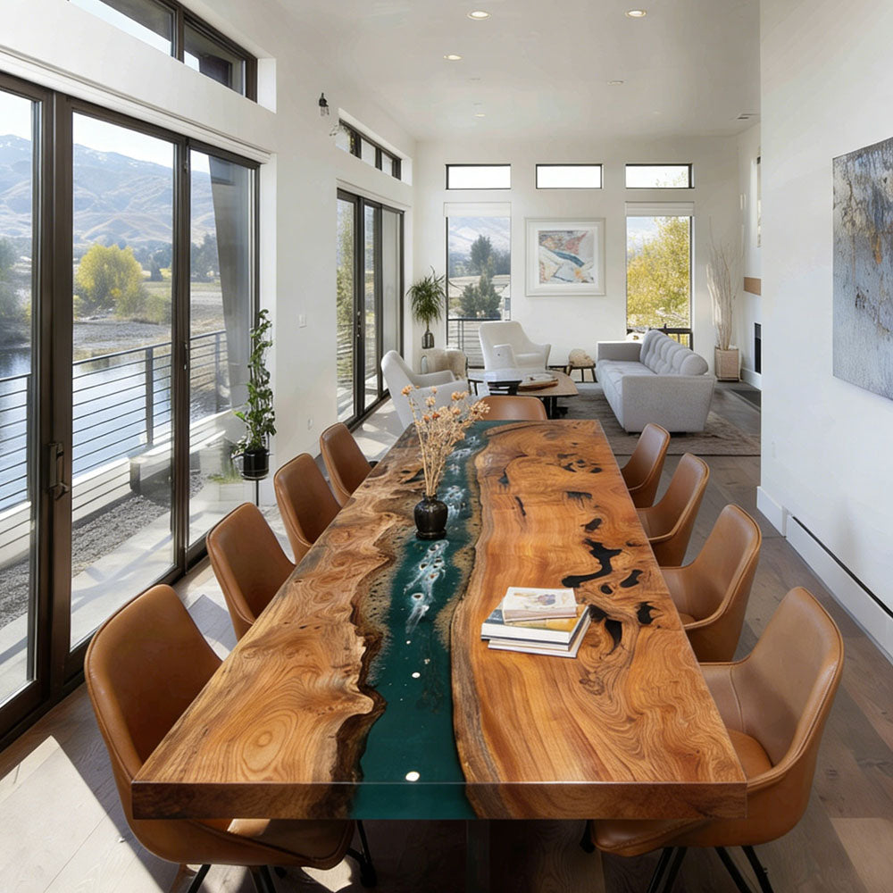 Custom Beech Stone Island Green Epoxy Table in Denver