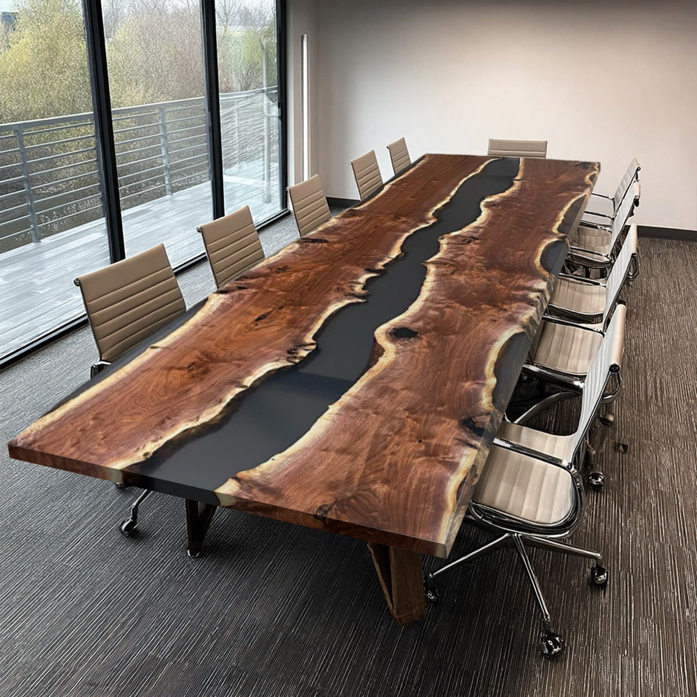 Black Transparent Epoxy Conference Table