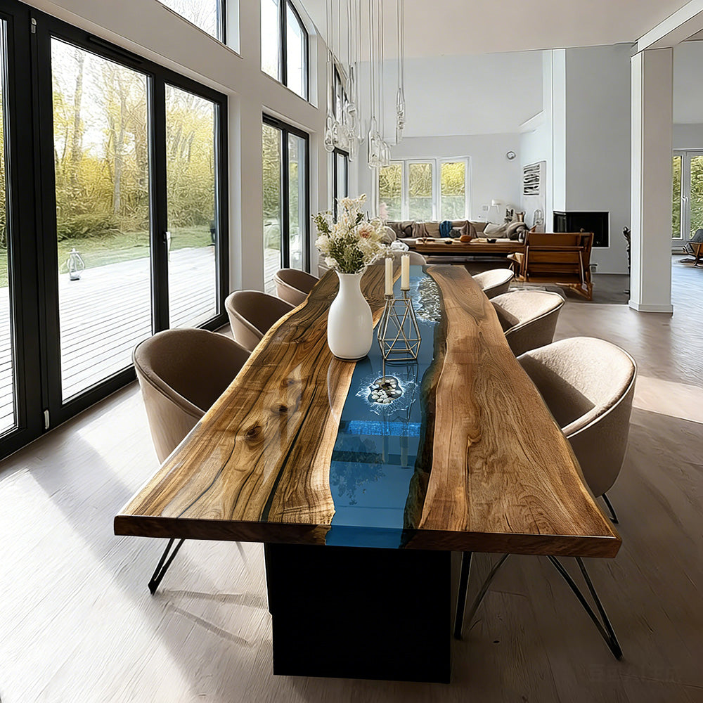 Blue River Ocean Wave Dining Resin Epoxy Table in San Jos