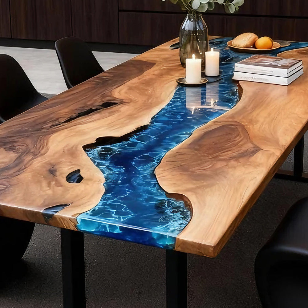Black Walnut Blue Wave Conference Epoxy Table_in_Silicon_Valley