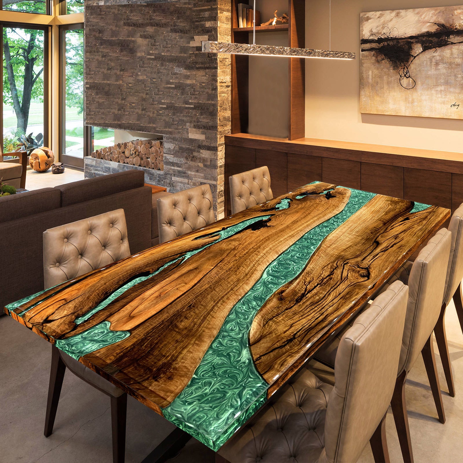 Black Walnut Epoxy Table for Luxury U.S. Homes